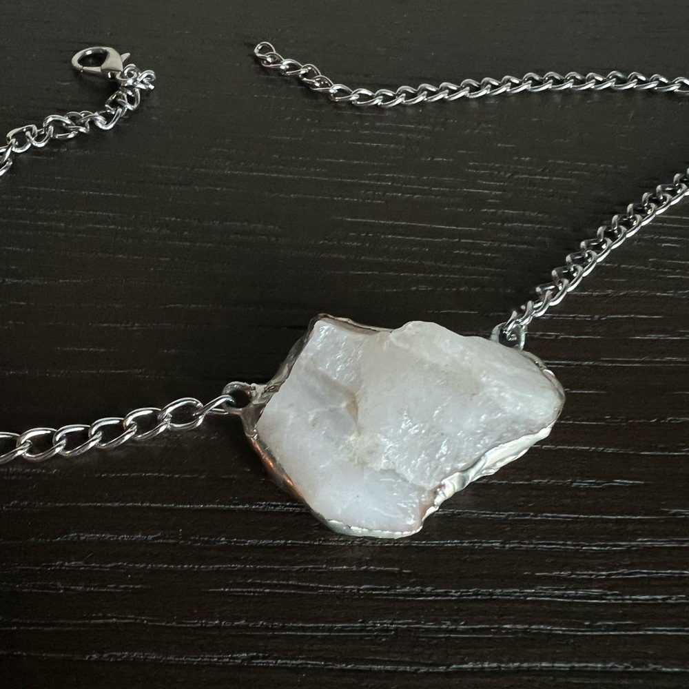 Silver and White Pendant Necklace